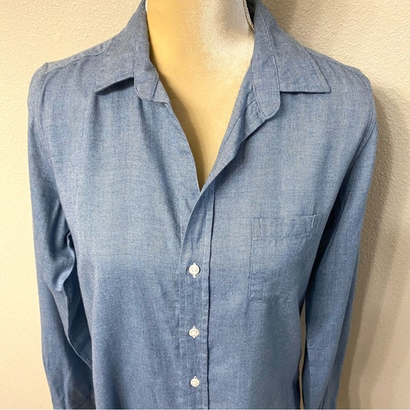Frank & Eileen Barry Tailored Button-Front Shirt in Blue Herringbone - Picture 4 of 12